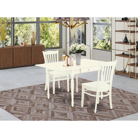 East West Furniture 3 Piece Monza Kitchen Table Set - Linen White MZGR3-LWH-W
